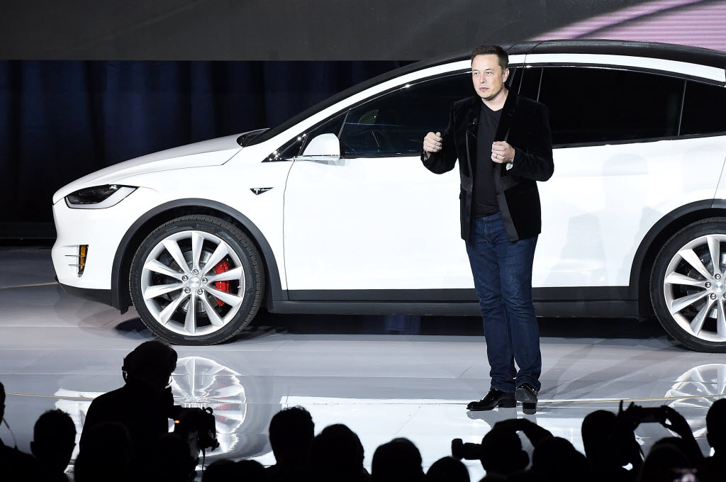 Tesla CEO Elon Musk with the Model X SUV