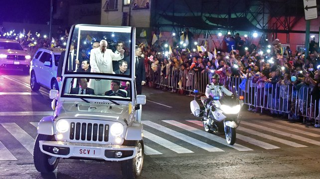 The Pope took a trip through Mexico City after his arrival