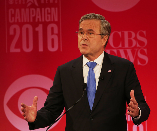 Republican presidential candidate former Florida Gov. Jeb Bush speaks during the CBS News Republican presidential debate at the Peace Center Saturday Feb