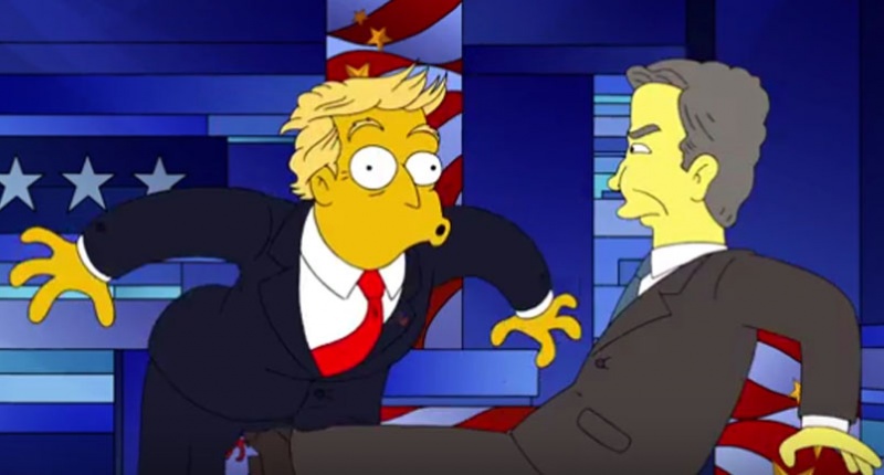 Jeb Bush kicks Donald Trump in the genitals on The Simpsons