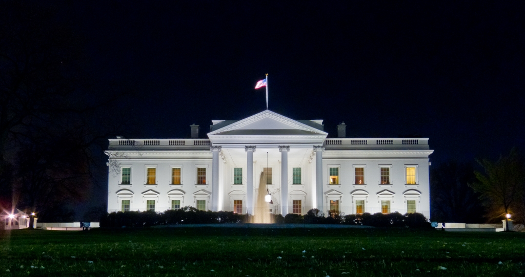 The White House at night