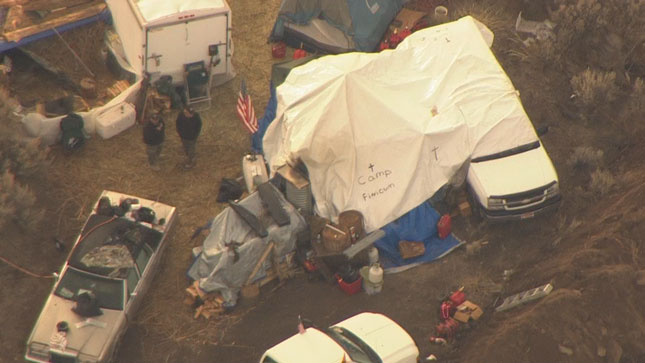 The protesters encampment the morning of their surrender to the FBI