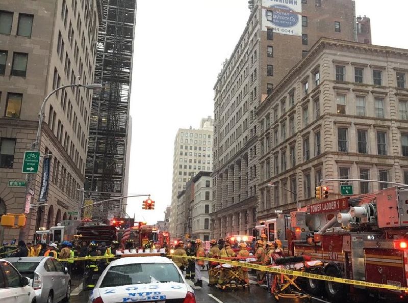 The scene near a deadly crane collapse in lower Manhattan