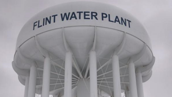 The top of a water tower is seen at the Flint Water Plant in Flint Michigan Jan. 13 2016