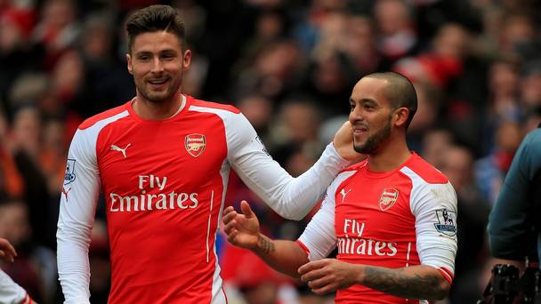 Theo Walcott right and Olivier Giroud are competing to start against Leicester