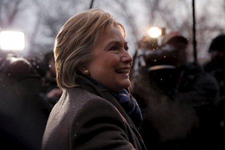 U.S. Democratic presidential candidate Hillary Clinton visits a polling place in Manchester New Hampshire