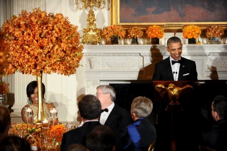 U.S. President Barack Obama hosts dinner and delivers remarks for U.S. Governors Association at The White House in Washington