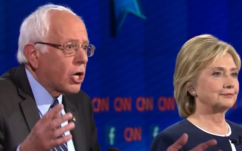 Bernie Sanders and Hillary Clinton at debate