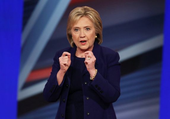 Democratic Presidential candidates Hillary Clinton speaks during