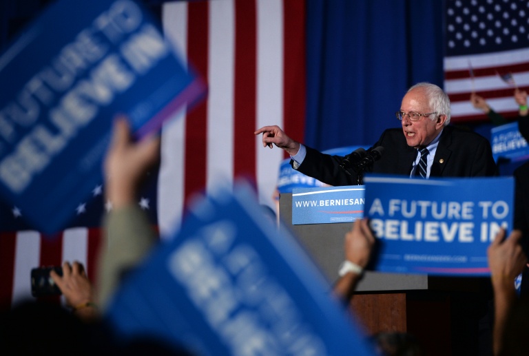 AFP  Jewel SamadUS Democratic presidential candidate Bernie Sanders speaks during a primary night rally in Concord New Hampshire