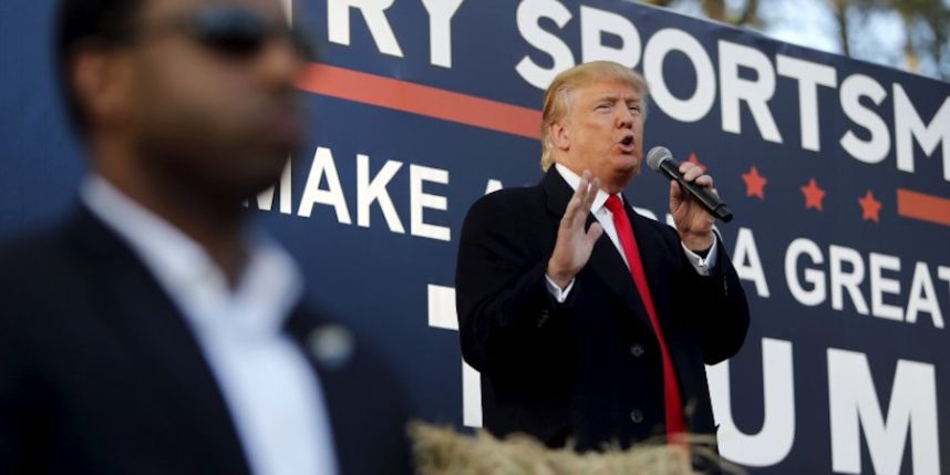 U.S. Republican presidential candidate Donald Trump holds a rally with sportsmen in Walterboro South Carolina