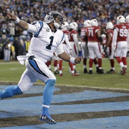 Carolina Panthers&#039 Cam Newton celebrates his touchdown run during the first half the NFL football NFC championship game against the Arizona Cardinals in Charlotte N.C. The Denver Broncos may want