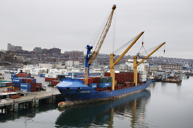 Icelandic cargo ship is loaded with containers in Portland Maine. On Friday Feb. 5 the Commerce Depar