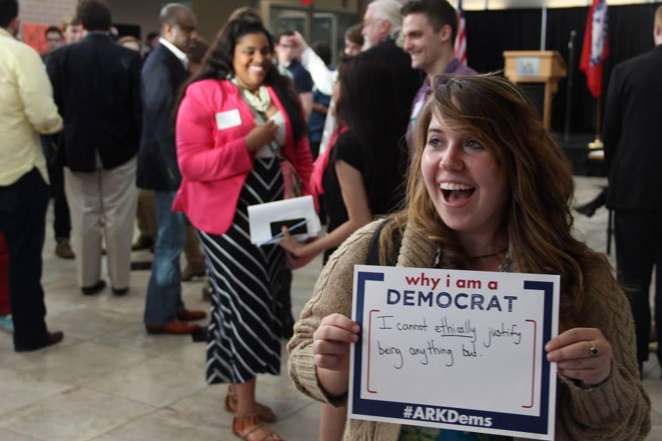 UALR student Alexis Williams at a Young Democrats rally