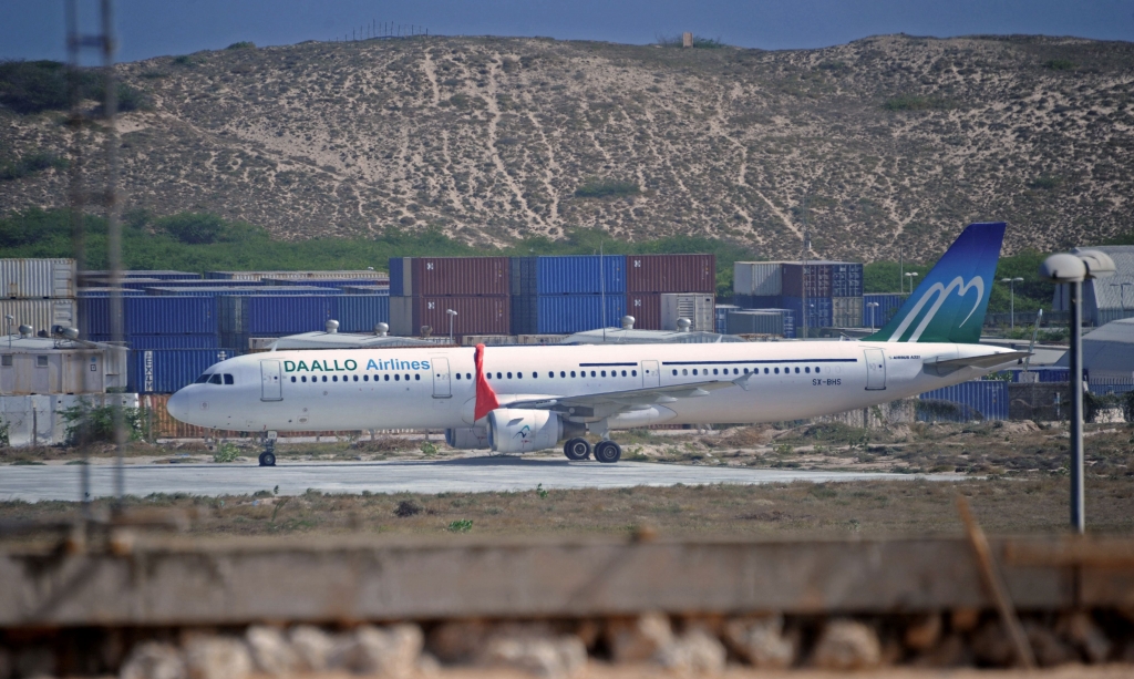 3 2016 shows a plane operated by Daallo Airlines after it made an emergency landing on February 2 in Mogadishu following a blast. A blast that ripped a hole in a commercial airliner shortly after take-off from Somalia's