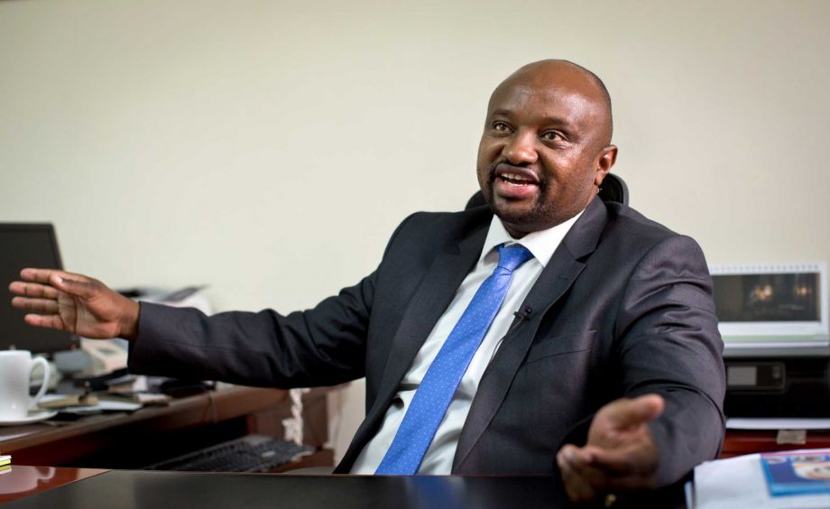 8 2016 Athletics Kenya CEO Isaac Mwangi reacts after being shown video footage of two Kenyan athletes making allegations of corruption against him during an interview with The Associated Press at his office in Nairobi