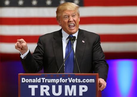 Republican presidential candidate Donald Trump speaks at a event at Drake University in Des Moines Iowa Thursday Jan. 28 2016