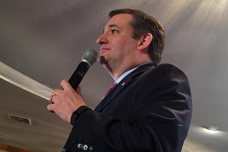 U.S. Sen. Ted Cruz speaks to supporters in Hollis New Hampshire after a third-place showing in the state's Republican presidential primary on Tuesday