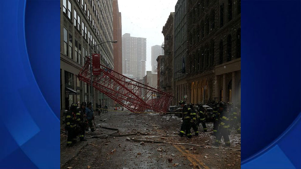 One dead, two injured as crane collapses in New York