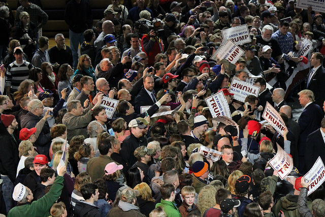 A crowd at a Trump rally