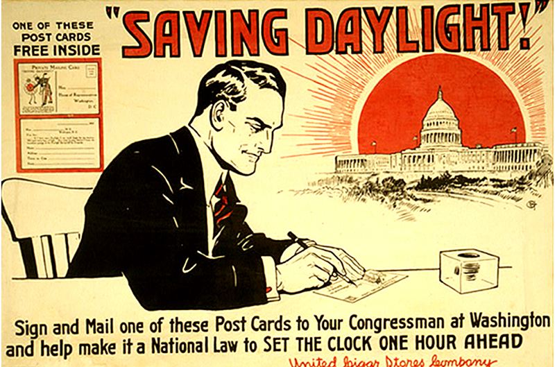 A post card encouraged people to show their support for daylight saving time