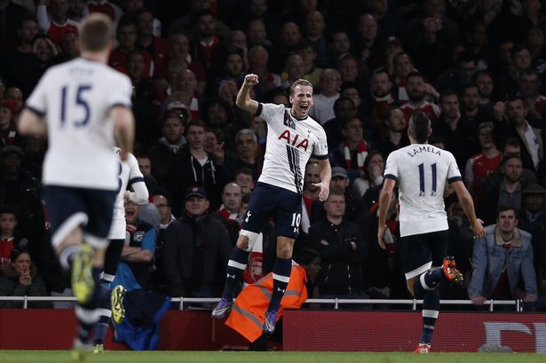 Harry Kane celebrates after scoring