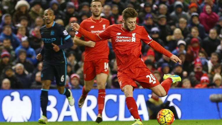 Adam Lallana put Liverpool 1-0 up against Manchester City