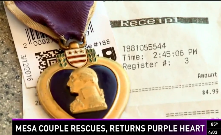 Purple Heart sold for $4.99 at Goodwill; Mesa couple tracks down military hero's family