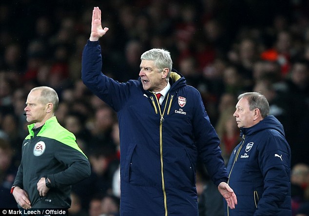 Arsene Wenger looks frustrated as he reacts to a referee's decision during Wednesday night's defeat