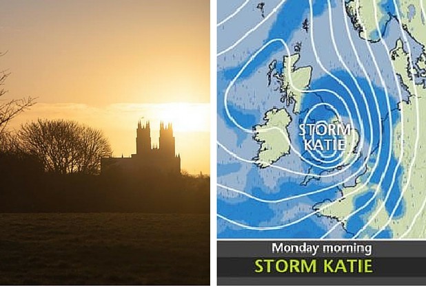 BRIGHT START The sun rises over Beverley on Easter Sunday- but Storm Katie is on her way on Monday