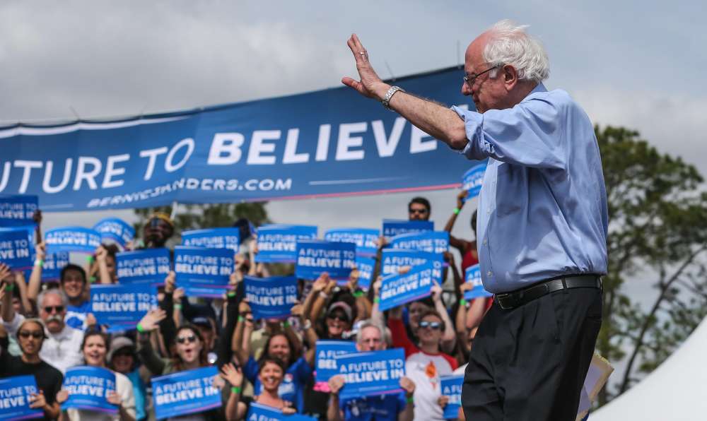 Democratic presidential candidate Sen. Bernie Sanders I-Vt. speaks during a campaign rally at the University of Florida in Gainesville Fla. Thursday