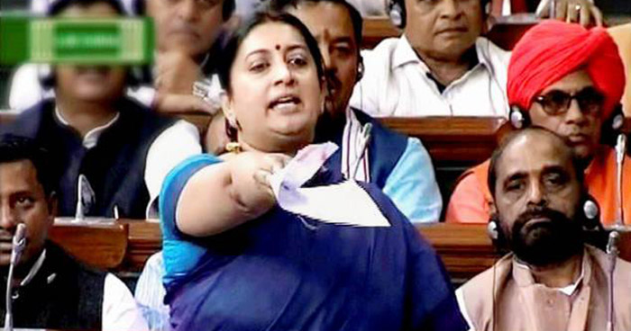 My name is Smriti Irani. I challenge you to tell me my caste