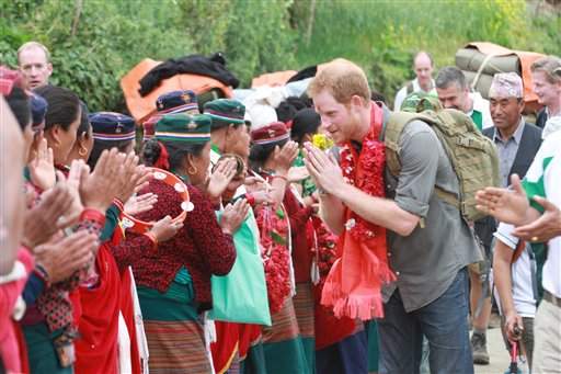 Britain's Prince Harry begins 5-day official trip to Nepal