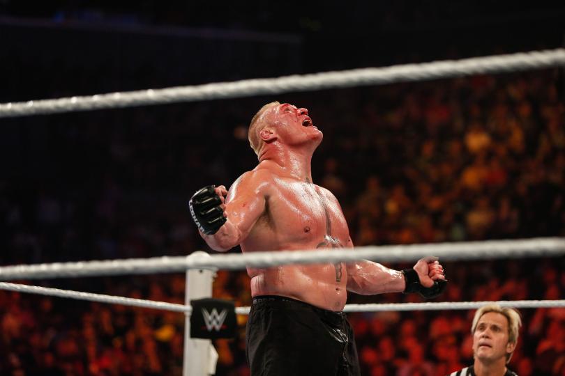 Brock Lesnar above is one of four lock picks on Saturday's card. GETTY IMAGES