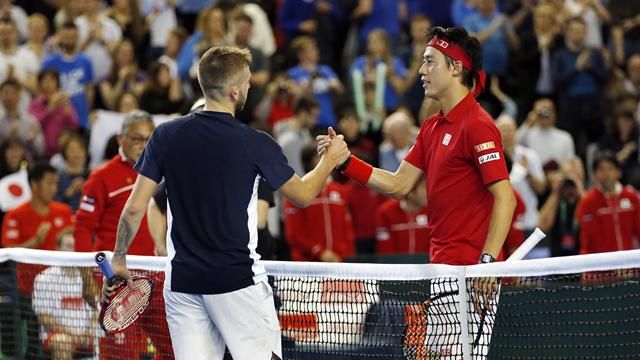 Nishikori battles past Evans to level tie