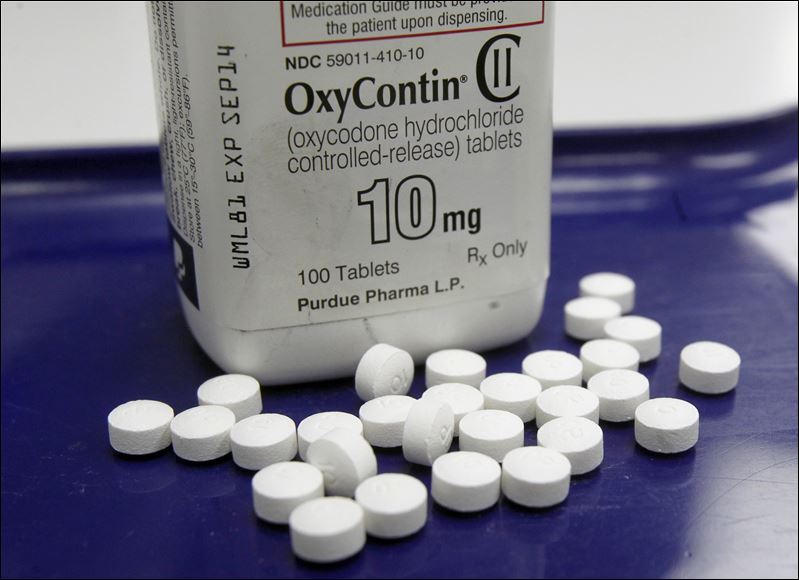 OxyContin pills arranged for