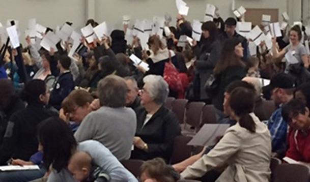 Caucus goers express their preference at Metropolitan Community College