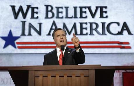 Former Mass. Governor Mitt Romney spoke at the Republican National Convention in Tampa Fla. in 2012