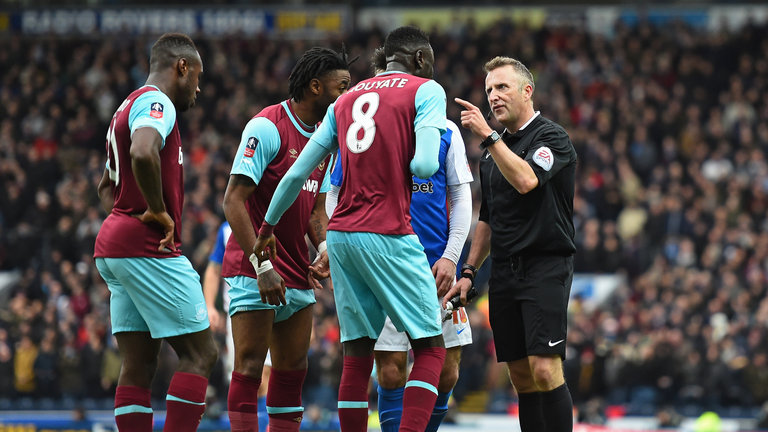 Cheikhou Kouyate saw red with 15 minutes remaining at Ewood Park