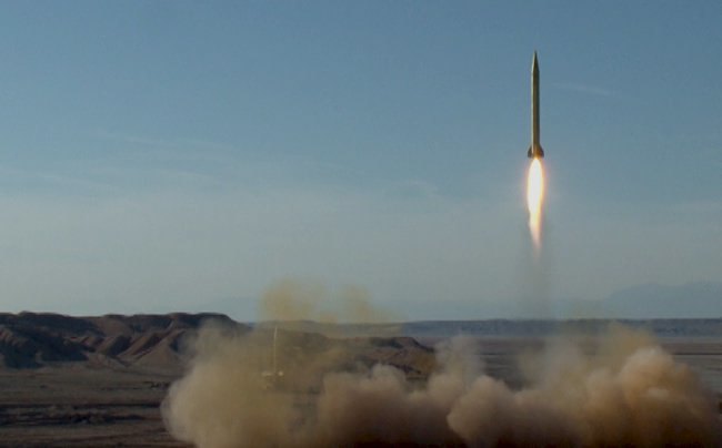 Ballistic missile is launched and tested in an undisclosed location Iran in this handout