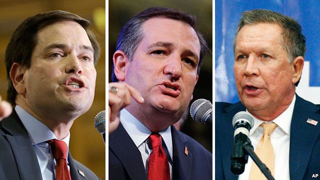 Republican presidential candidates Marco Rubio Ted Cruz and John Kasich are seen in this composite image. With Dr. Ben Carson seemingly halting his campaign these three are the last candidates standing between Donald Trump and the GOP nomin