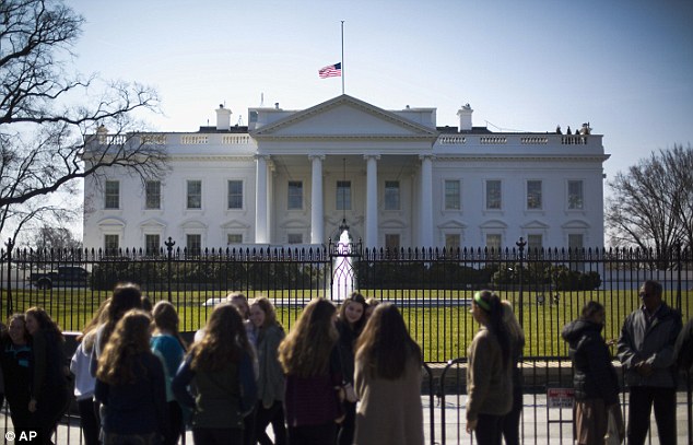 Half staff The U.S. flag is lowered to half staff above the White House in Washington on Monday in honor of Nancy Reagan. The former first lady passed away on Sunday