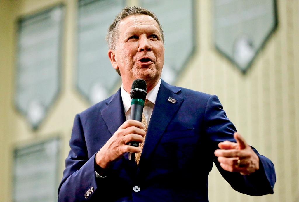 GOP 2016 Kasich-3 Republican presidential candidate Ohio Gov. John Kasich speaks during a campaign stop last week in Westerville Ohio