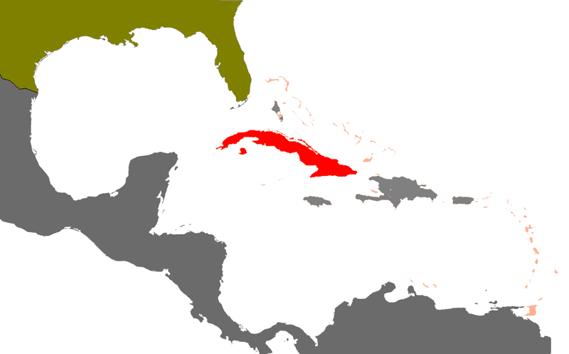 Cuba in red Public domain image  wikimedia commons