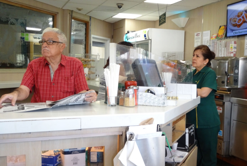 Miami Florida. Café Versailles where Cuban exiles gather to have a'cafecito and talk about politics in the island has been experiencing changes as opinions shift