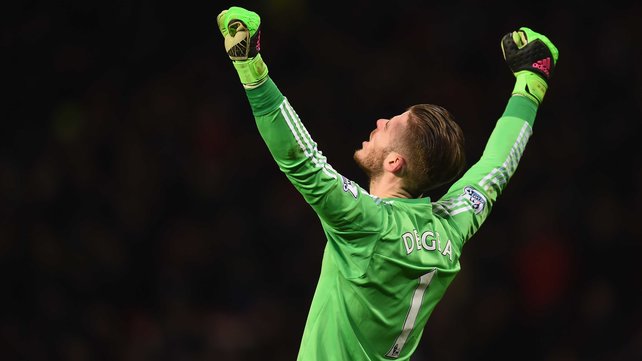 David de Gea celebrates during Manchester United's win over Watford