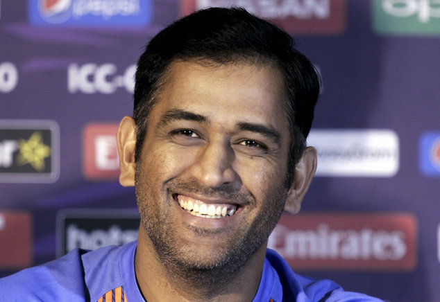 Indian cricket team captain Mahendra Singh Dhoni gestures during a press conference prior to their practice match of ICC World T20 cricket tournament in Kolk