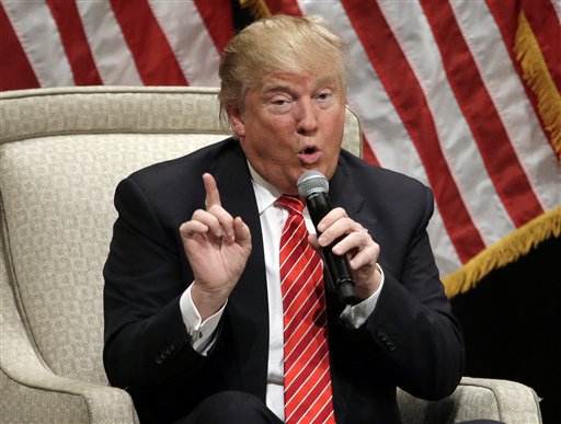 Republican presidential candidate Donald Trump speaks at a rally at Lenoir Rhyne University in Hickory N.C. Monday