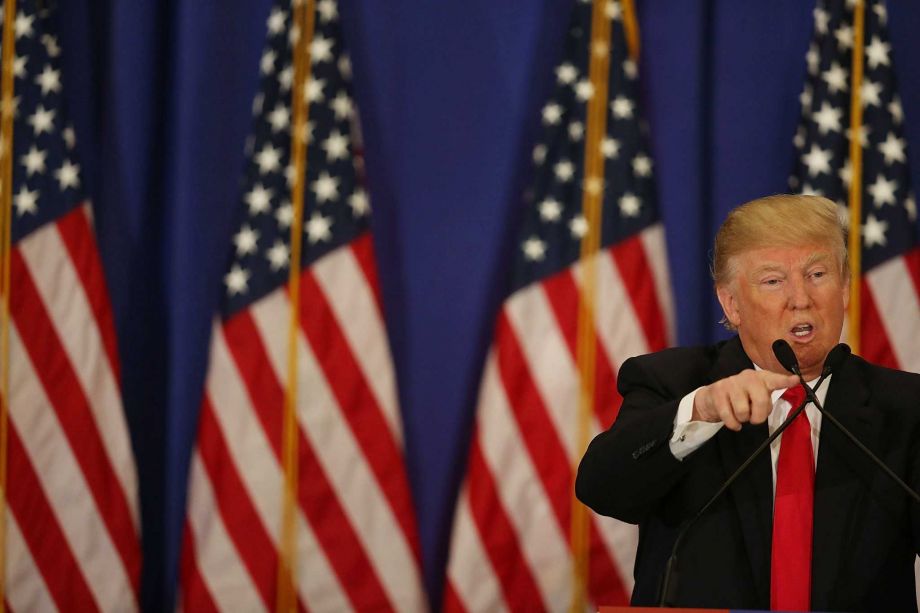 JUPITER FL- MARCH 08 Republican presidential candidate Donald Trump speaks during a press conference at the Trump National Golf Club Jupiter