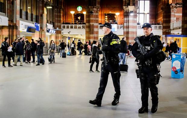 Dutch officers carry out extra patrols at the Central Station in Amsterdam The Netherlands 22 March 2016. AFP  Getty Images